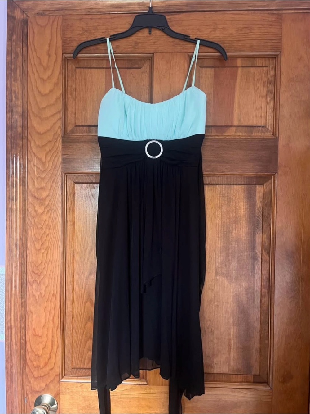 Ruby Rox Mint and Black High-Low Spaghetti Strap Dress